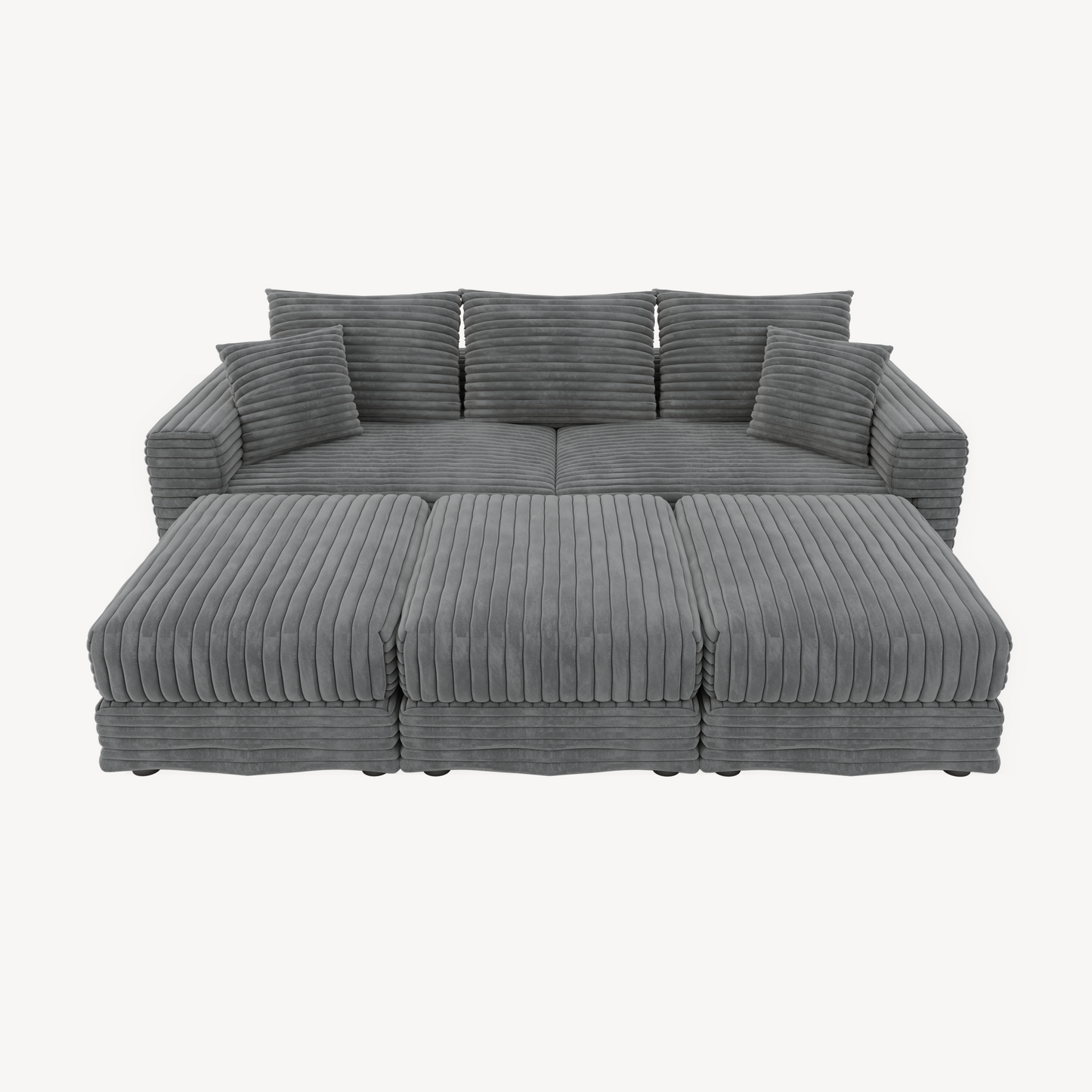 NEW Luxury Comfort Grey Plush Corduroy Fabric U Shaped Sectional Multi-functional Sofa Couch