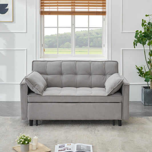 54.30-inch double  Two-seat casual sofa with pull out bed, living room furniture, light grey