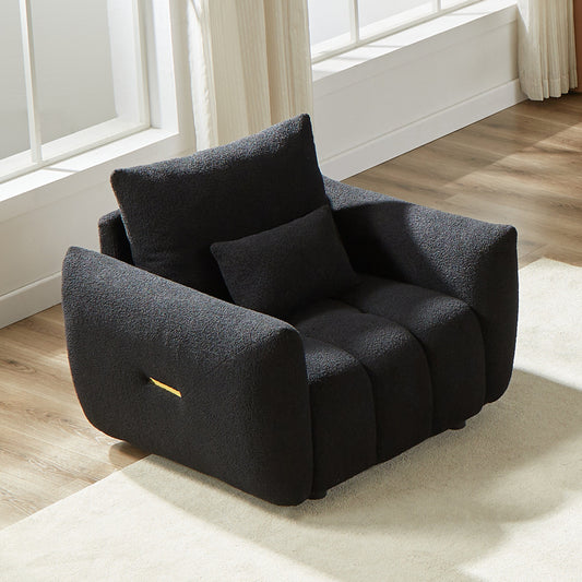 NEW Black W1193S00087 MH36.8'' Teddy Fabric Modern Lounge Sofa Chair