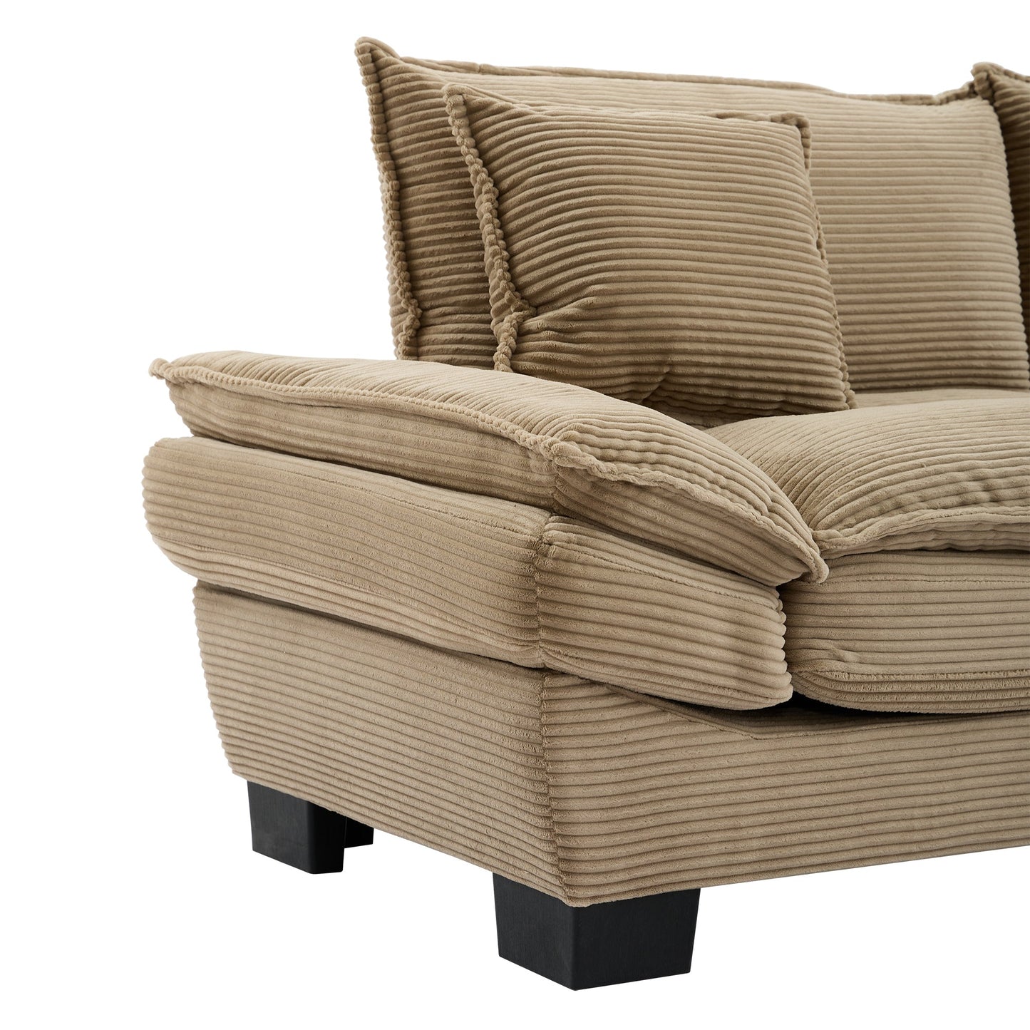 NEW Khaki Corduroy Sofa Sleeper Couch Loveseat with Pillows Comfy Upholstered Deep Seating