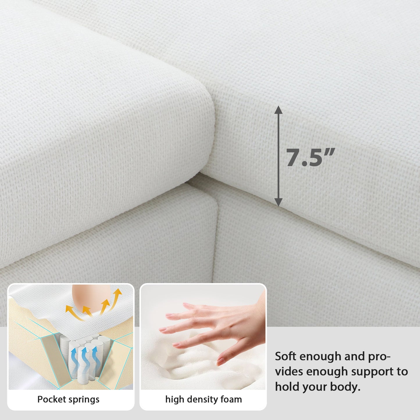 NEW Chenille Upholstered Modern Oversized L-Shaped Sectional Sofa with Chaise and Pillows