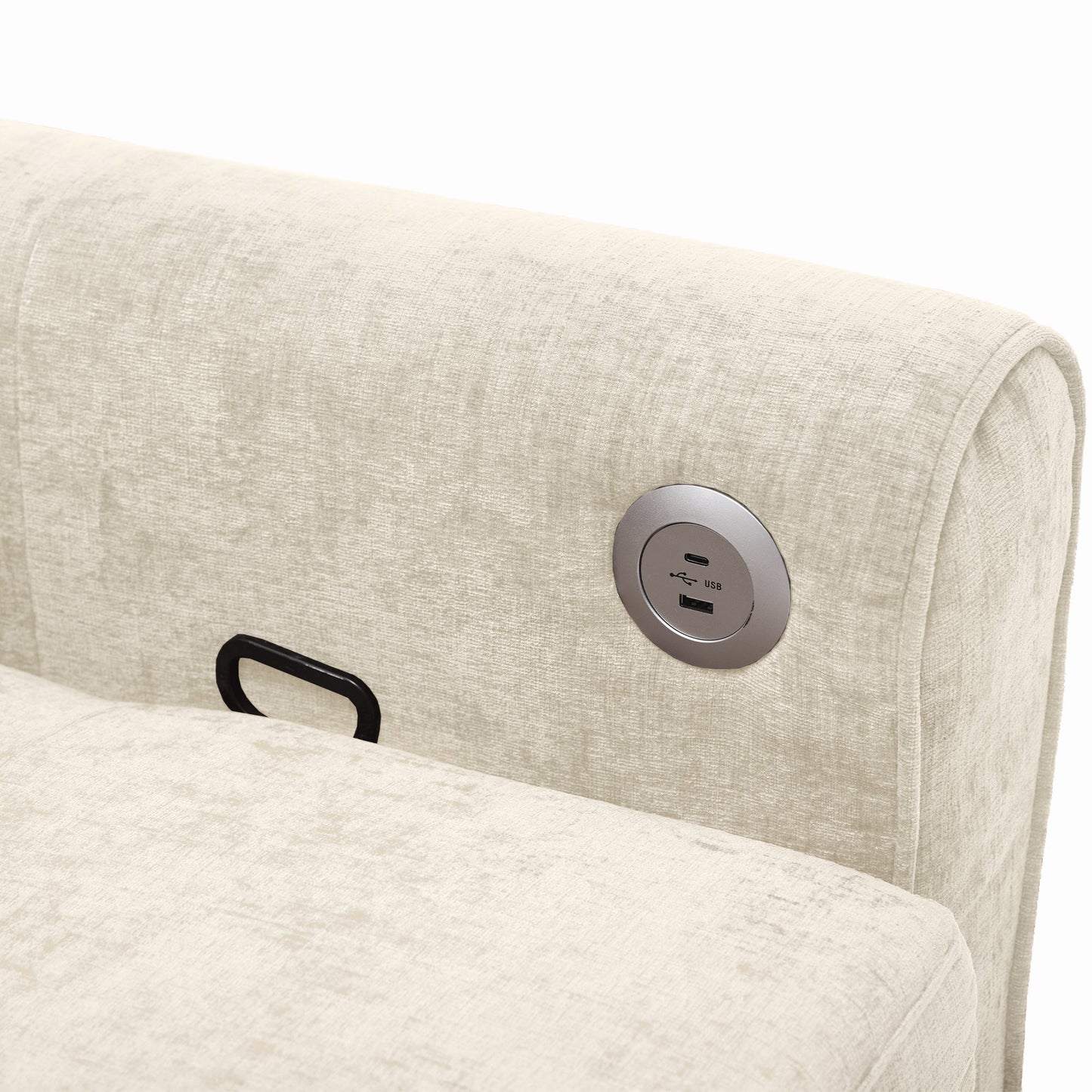 NEW Beige 82' Chenille Upholstered Two-in-One  Three-Seat Sofa with Pull-out Bed