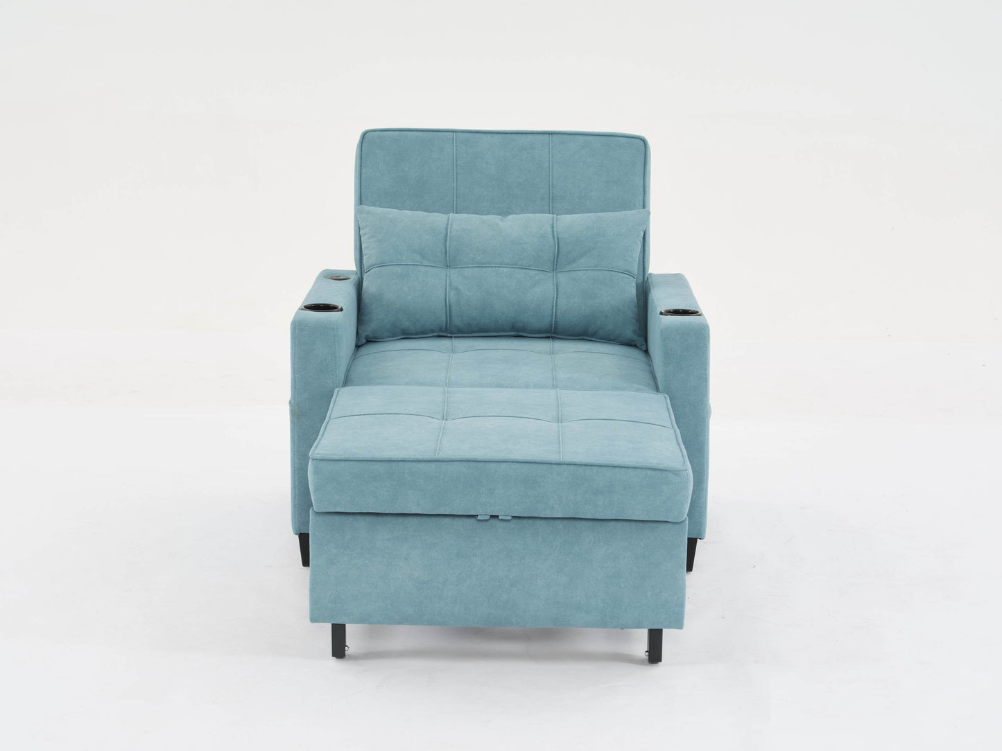 NEW Green Scratch Cloth Futon Chair Bed Convertible 3-in-1 Pull Out Sleeper Bed with USB Port