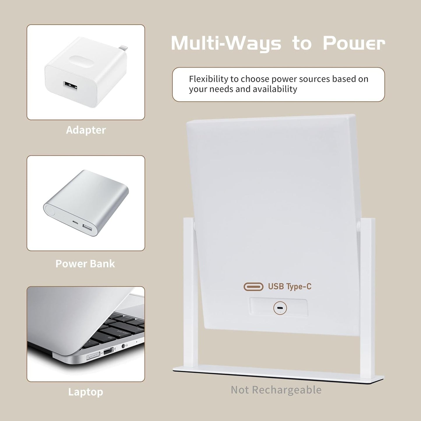 NEW Lighted Makeup Vanity Mirror With 3 Color Modes And 10X Magnification White