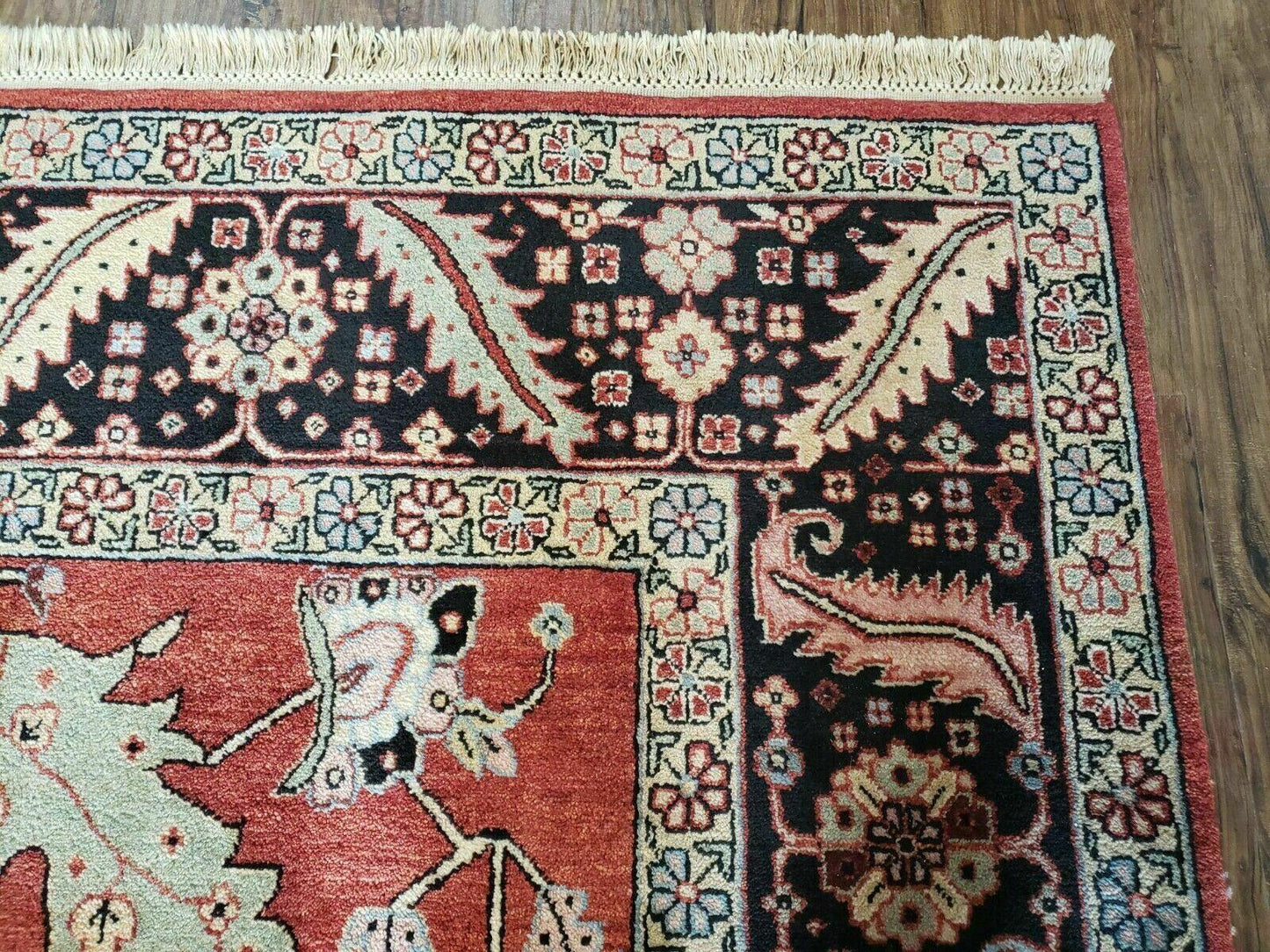 USED 10' X 14' Vintage Hand Made Turkish Wool Rug Carpet Red Black Hand Knotted Nice