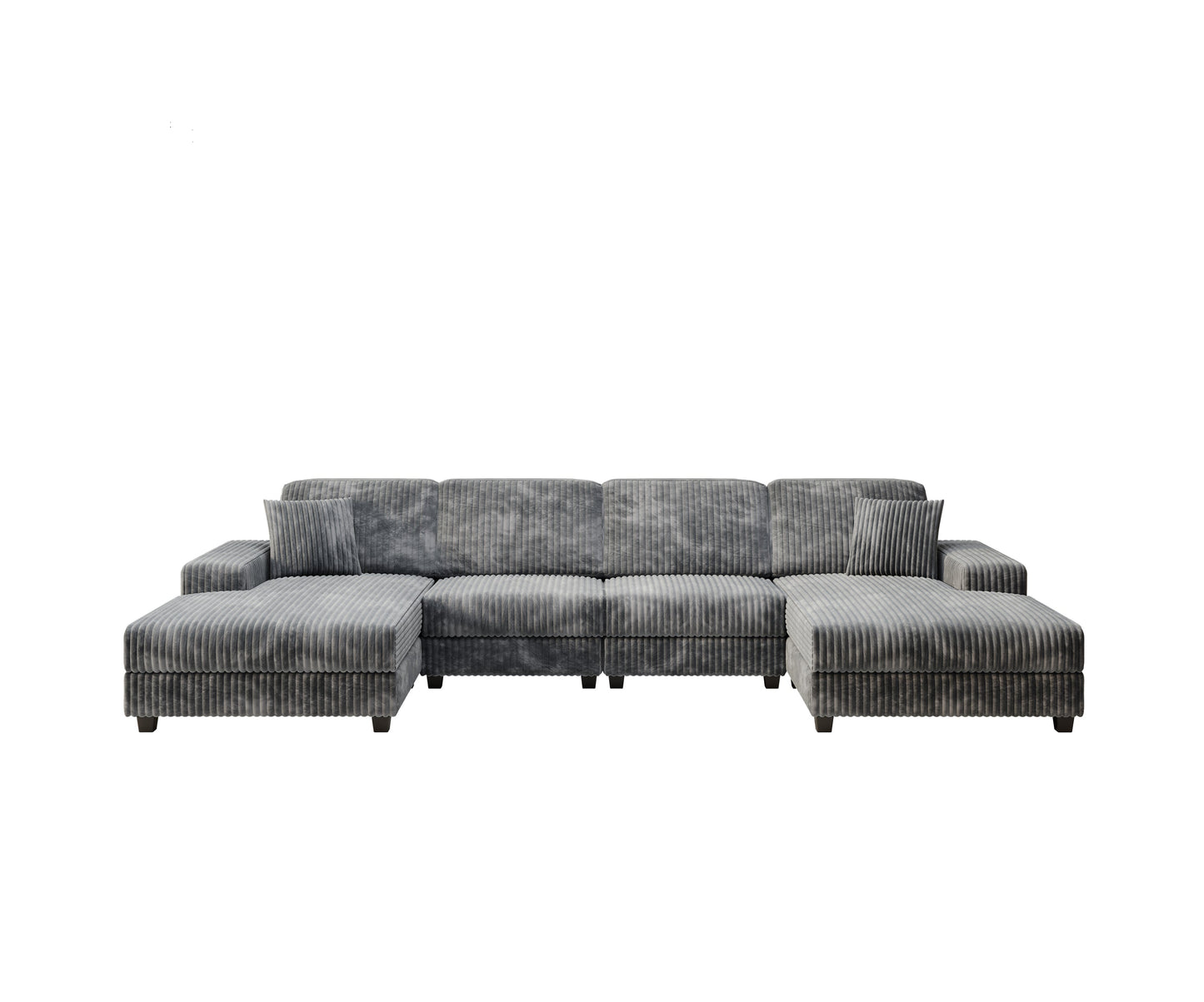 NEW Convertible U-shaped Combination Sofa, Corduroy Fabric, Modern Comfortable Large Size 4 Seat Sofa, Living Room Double Lounge Chair , Dark Grey