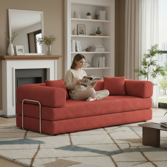 NEW 78.8inch Modular Sectional Convertible Pudding Block Compression Sofa Couch Bed