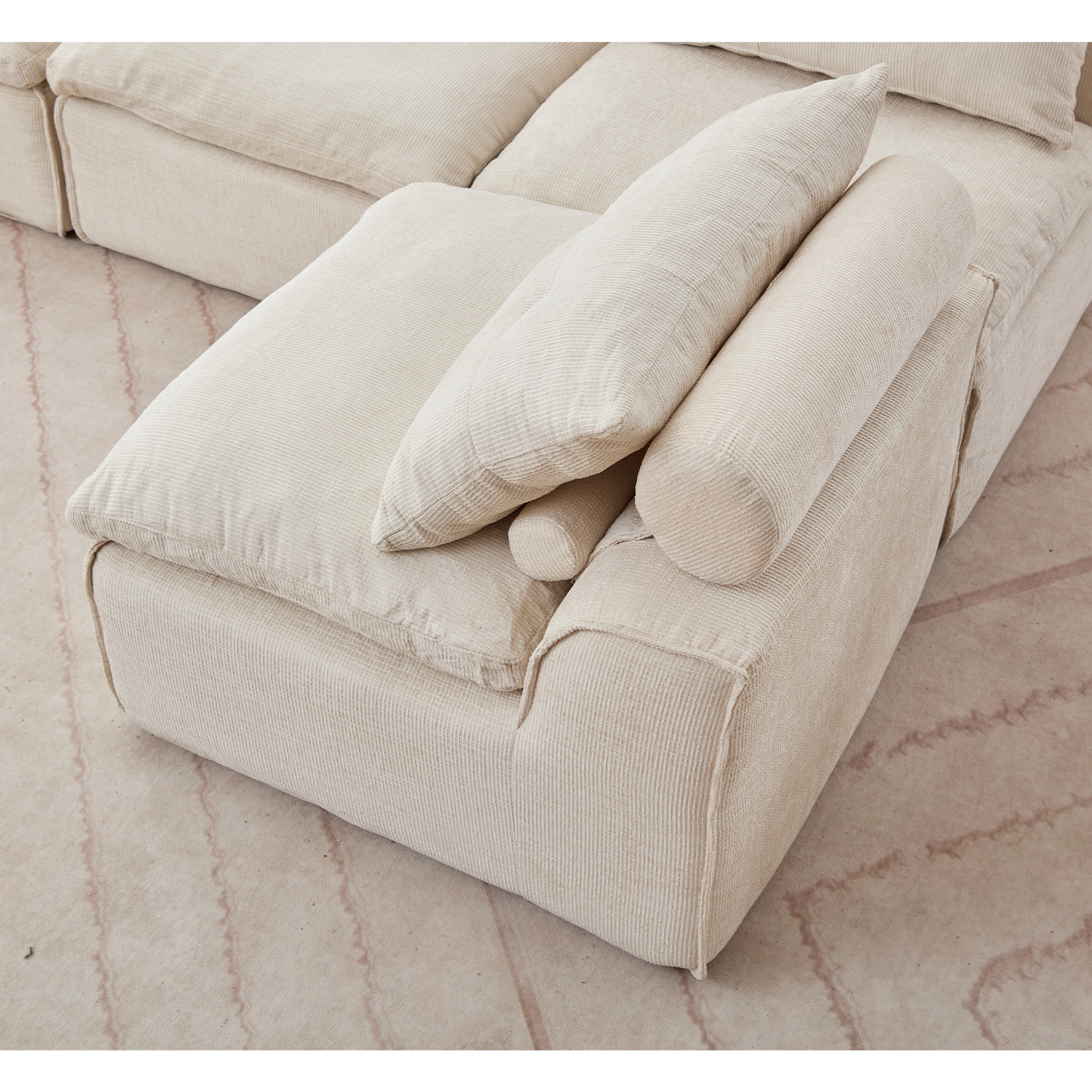 NEW Modular Sofa,No Armrests,At will DIY,Soft Chenille Fabric,Neck Pillow-Back Lounge Sofa Chair,Reading Nook, or Apartment Living, Lumbar Pillow,2 Seats,Upholstered,Beige