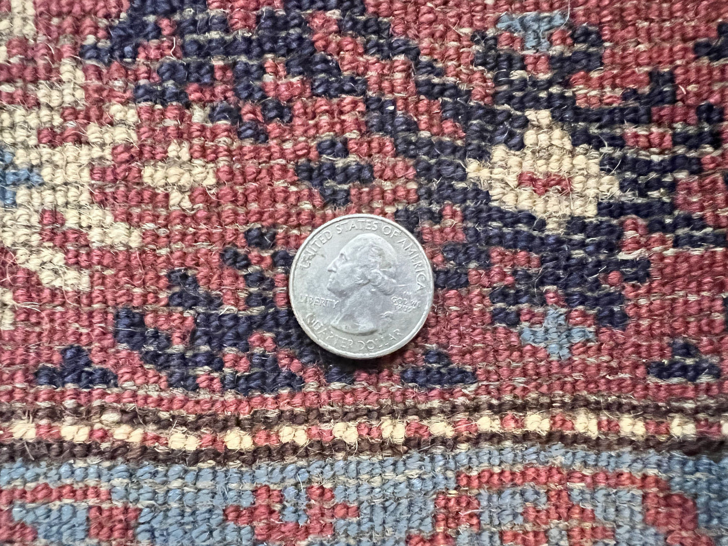 USED Turkish Sparta Rug 3x4, Allover Pattern, Navy Blue and Red, Antique Ispara Oriental Carpet 3 x 4, Small Turkish Handmade Vintage Wool Rug