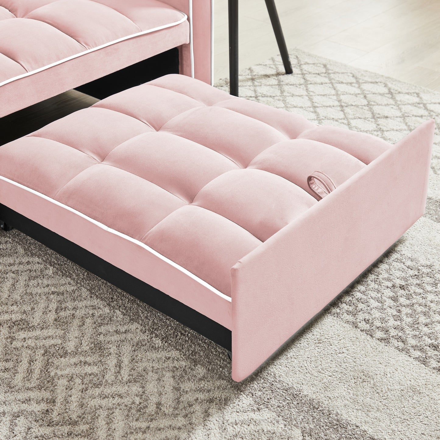 NEW Modern Pink Velvet Three-in-One Sofa Bed Chair with Adjustable Backrest