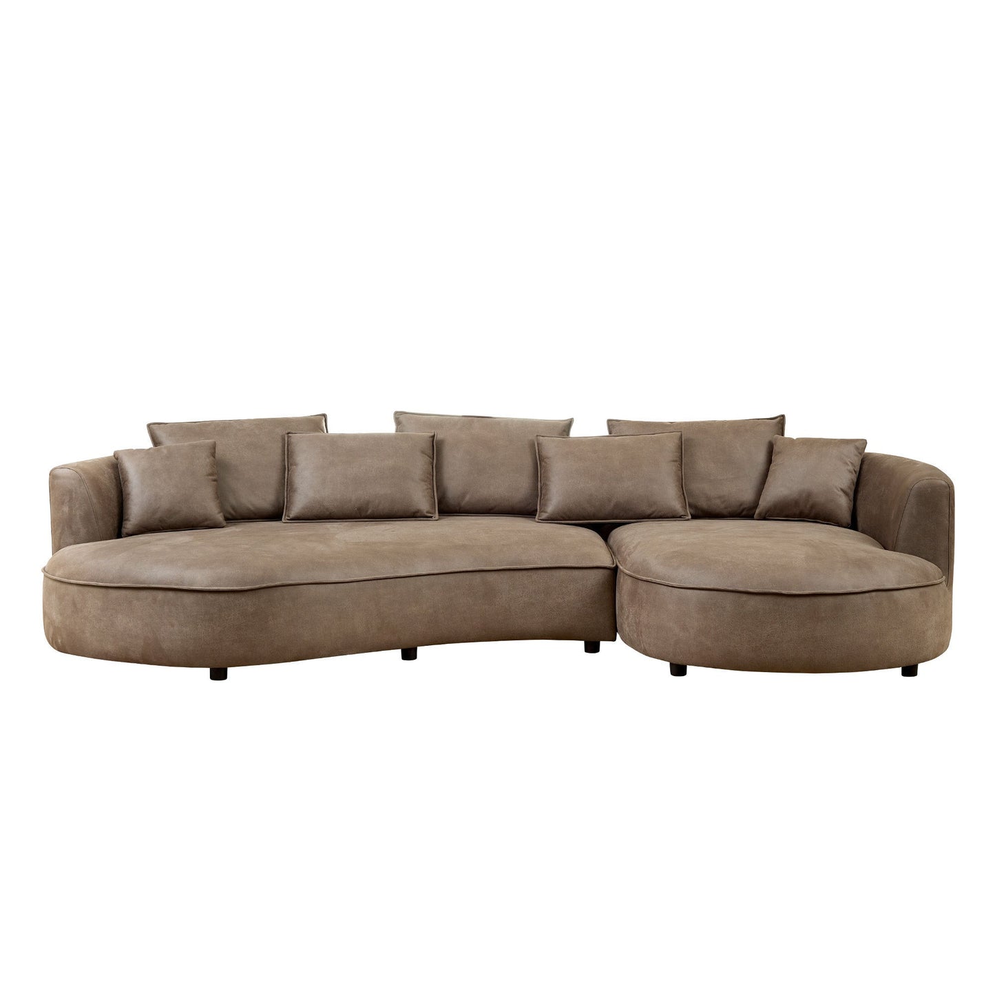1NEW 28.74 Inch Modern Sectional Curved Sofa Couch for Living Room,Leathaire Upholstered 5-Seat Sofa Couch, Technology Cloth Couch Set for Apartment Office,Brown