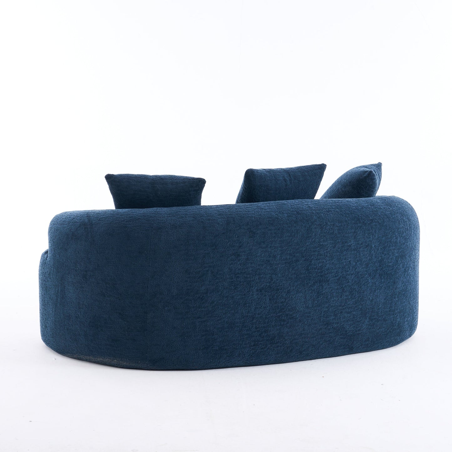 NEW LY-025S Chenille  Curved Loveseat Blue Full Compression Sponge Sofa with 3 Pillows