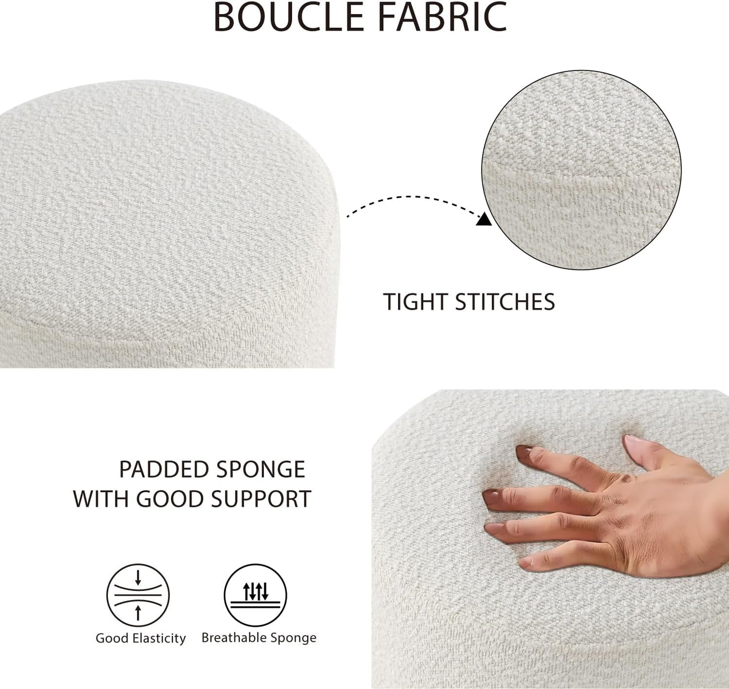 NEW Round Velveteen Upholstered Ottoman With Padded Seat