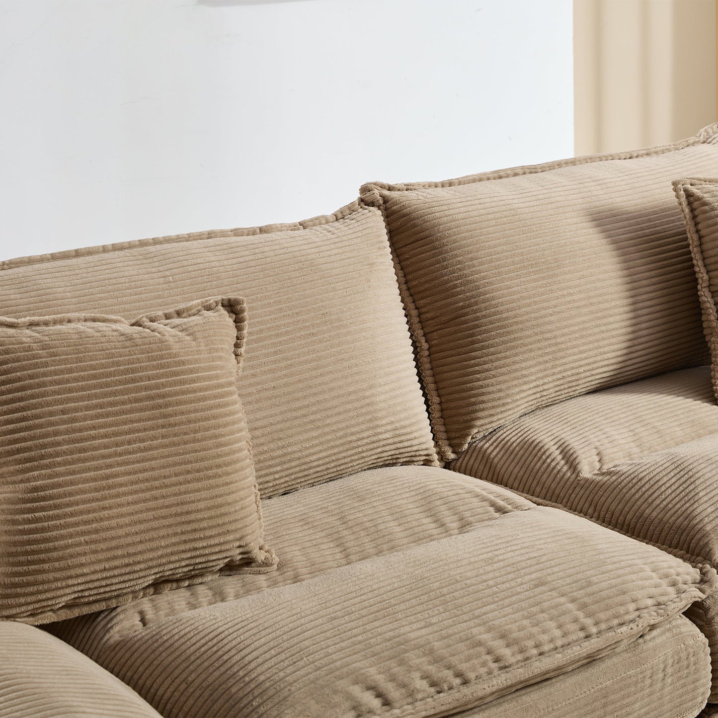 NEW Khaki Corduroy Sofa Sleeper Couch Loveseat with Pillows Comfy Upholstered Deep Seating