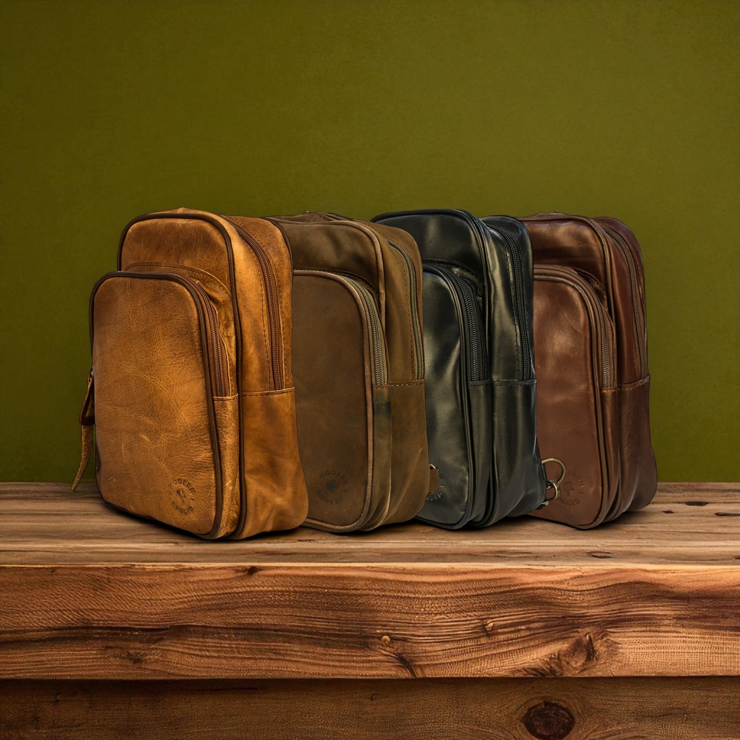 NEW Bovine Leather Sling Bag - Olive