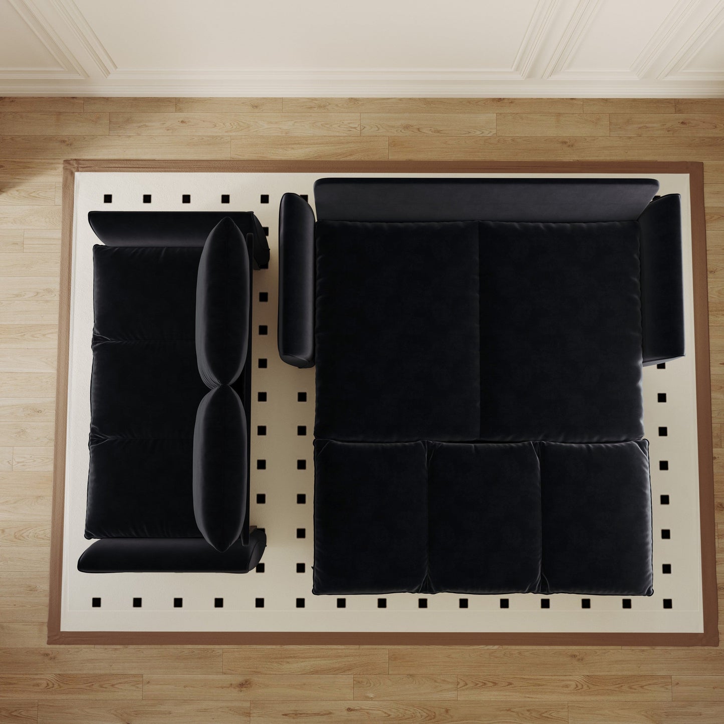 NEW 70.9' Multi-Functional 3-Seat Velvet Black Convertible Sleeper Sofa