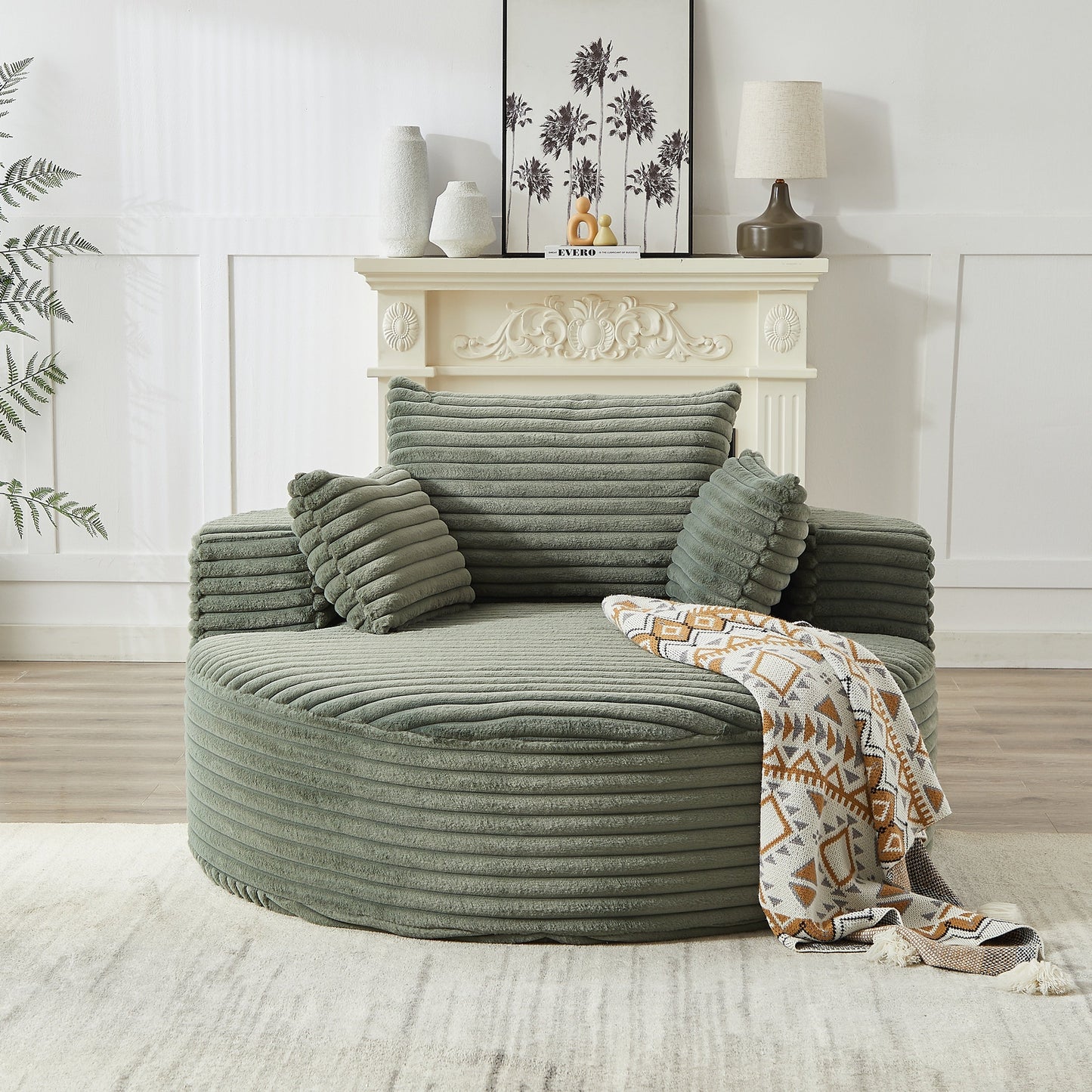 NEW 55'' L Corduroy Sponge Single Sofa Fluffy Modern Sleeper Chair