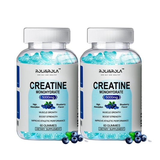NEW High Strength Creatine Monohydrate Gummies, Blueberry Flavored Creatine Gummies Monohydrate - 60 Gummies X 2 Bottles