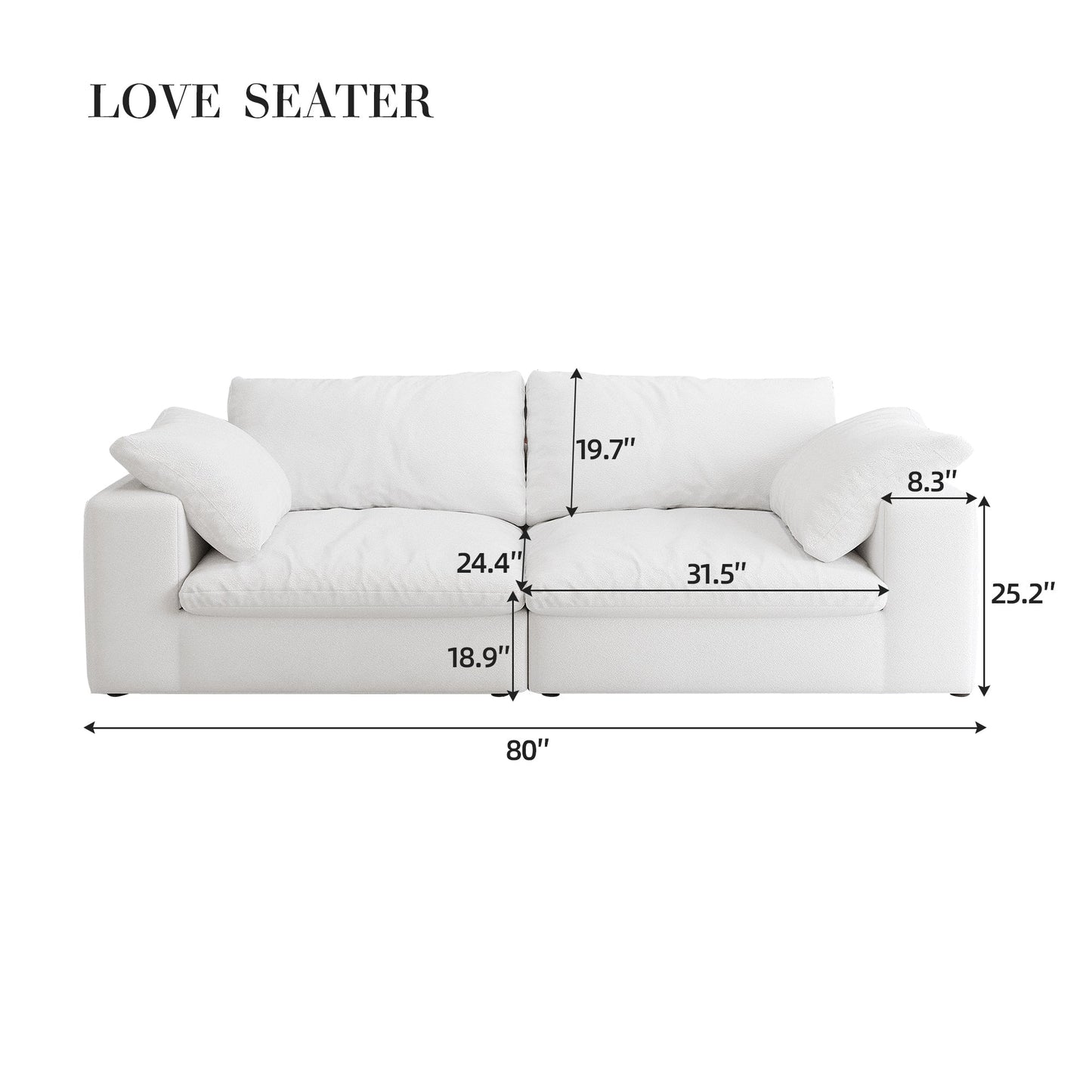 NEW 80' Two seaters Modular Sectional Couch Down Filled Modular Sectional Sofas for Living Room,Cushion Covers Removable loveseater