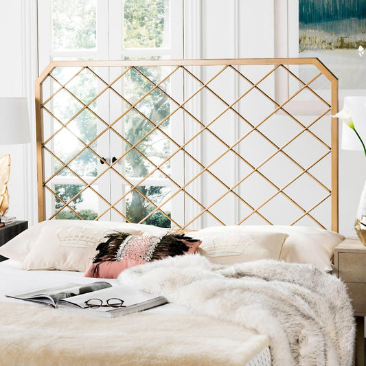 NEW Queen Antique Gold Stitch Headboard for Stylish Bedrooms