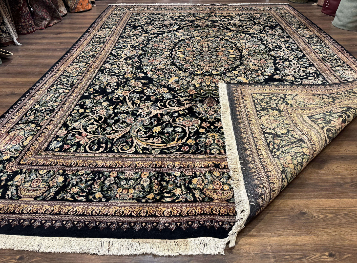 USED Pak Persian Rug 10x14, Elegant Floral Carpet, Fine 225 KPSI