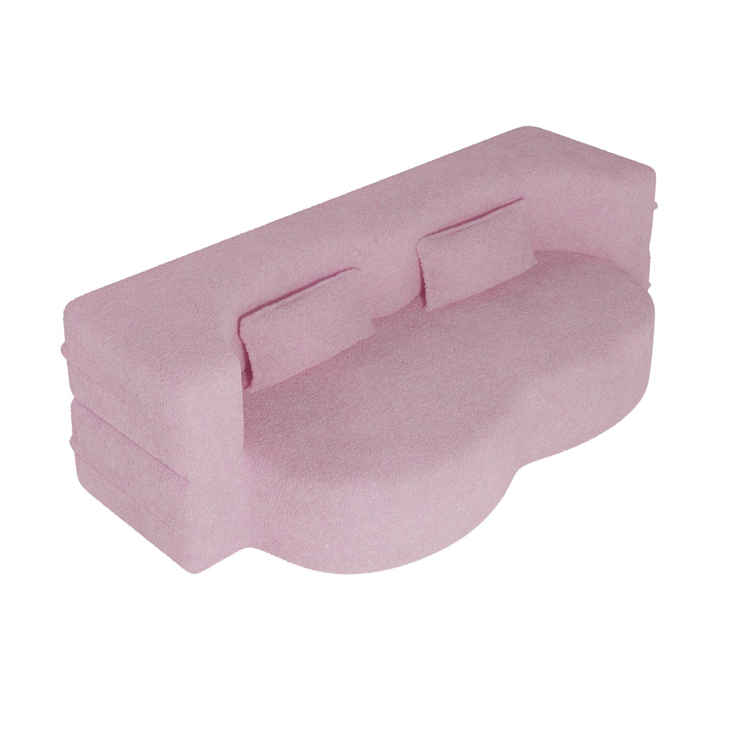 NEW Modern Floor Sofa Convertible Teddy Fabric Foam Filled Sleeper Couch SofaBed with 1 5' Full Size Folding Mattress