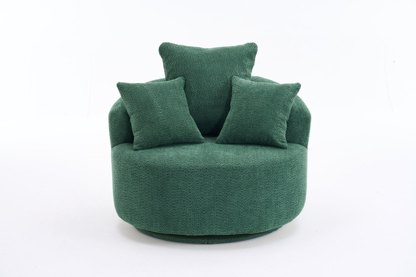 NEW 360° Green Swivel Accent Barrel Round Upholstered Sofa Chair with 3 Removable Pillows