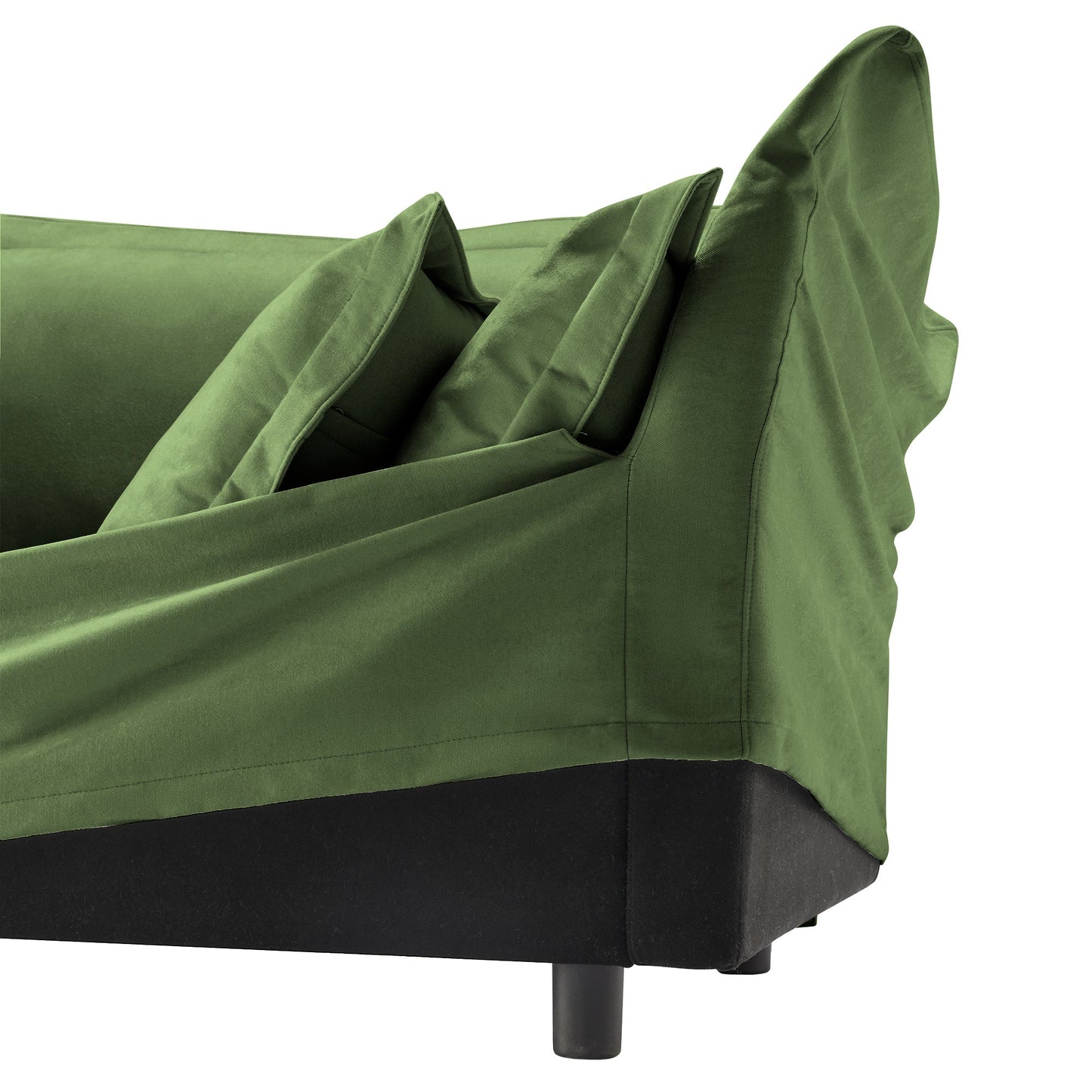 NEW Slip-covered Armchair with 1 Big Back Cushion and 2 Big Toss Pillows, Single Deep Seat Comfy Single Couch Sofa Multiple Large Soft Pillows, Chenille Fabric, Green