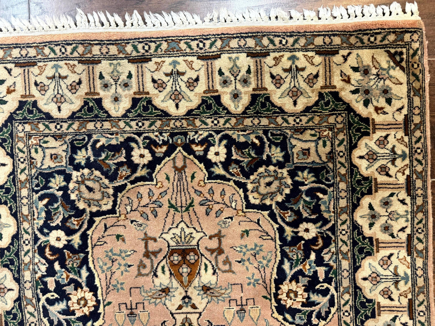 USED Small Tree of Life Prayer Rug, Pak Persian Rug 2.7 x 4, , Birds, Lantern, Handmade Vintage Fine 260 KPSI