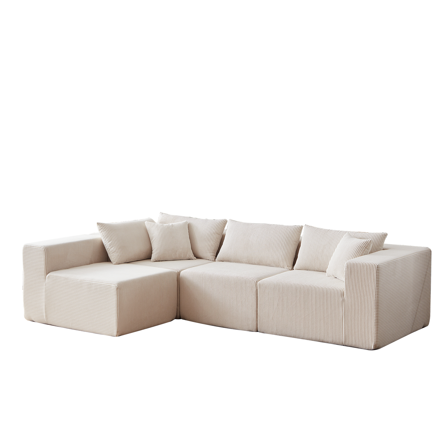 NEW Corduroy Modular L Shaped Sectional Luxury Upholstered Foam-Filled Compressed Sofa Couch Set