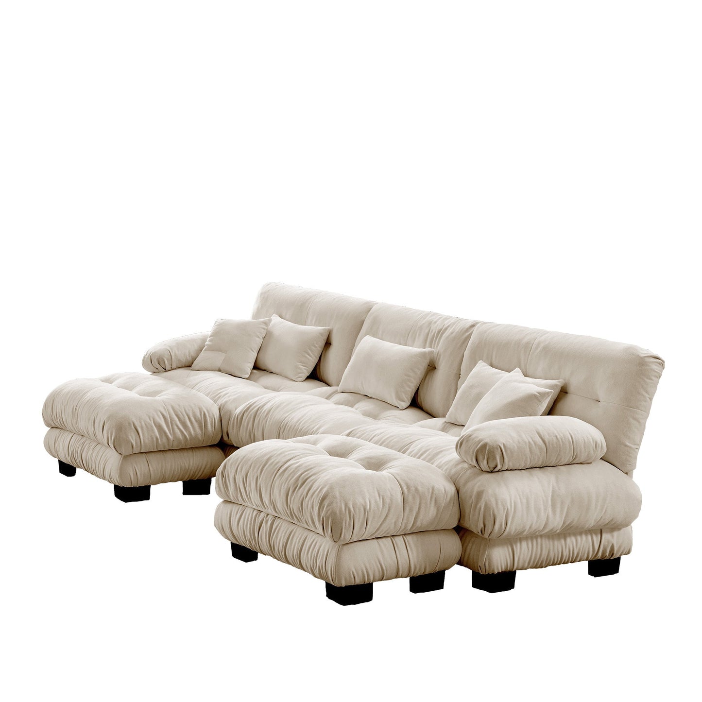 NEW Luxury Modular Sectional Sofa Couch - Oversized U Shaped Cloud Couch for Living Room,Deep Seat Sofa Couch with 2 Ottomans ,Chenille Light coffee
