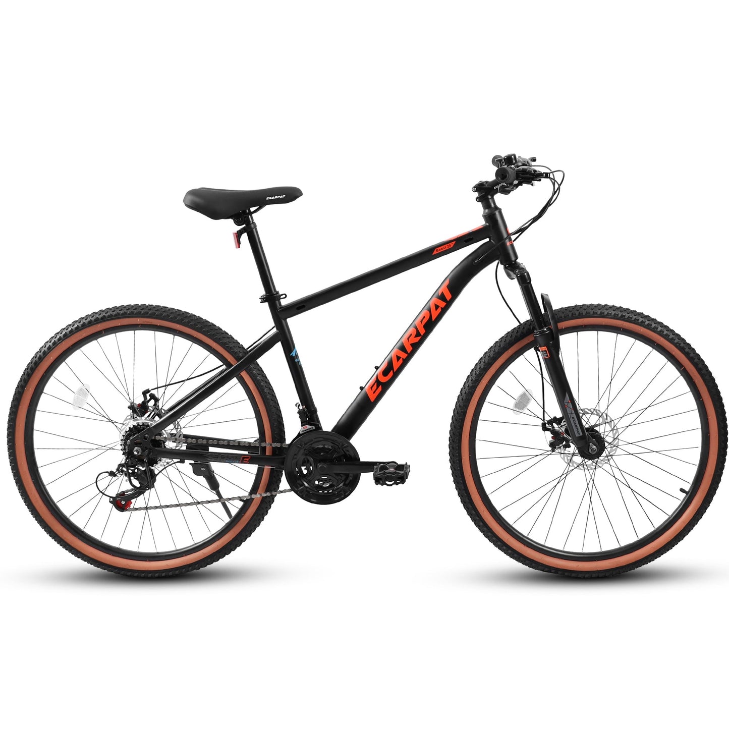 NEW A24301 24 Inch Mountain Bike for Teenagers, High Carbon Steel Frame, Disc Brakes, Durable Design, Brown Edge Tires, Ideal for School Commuting