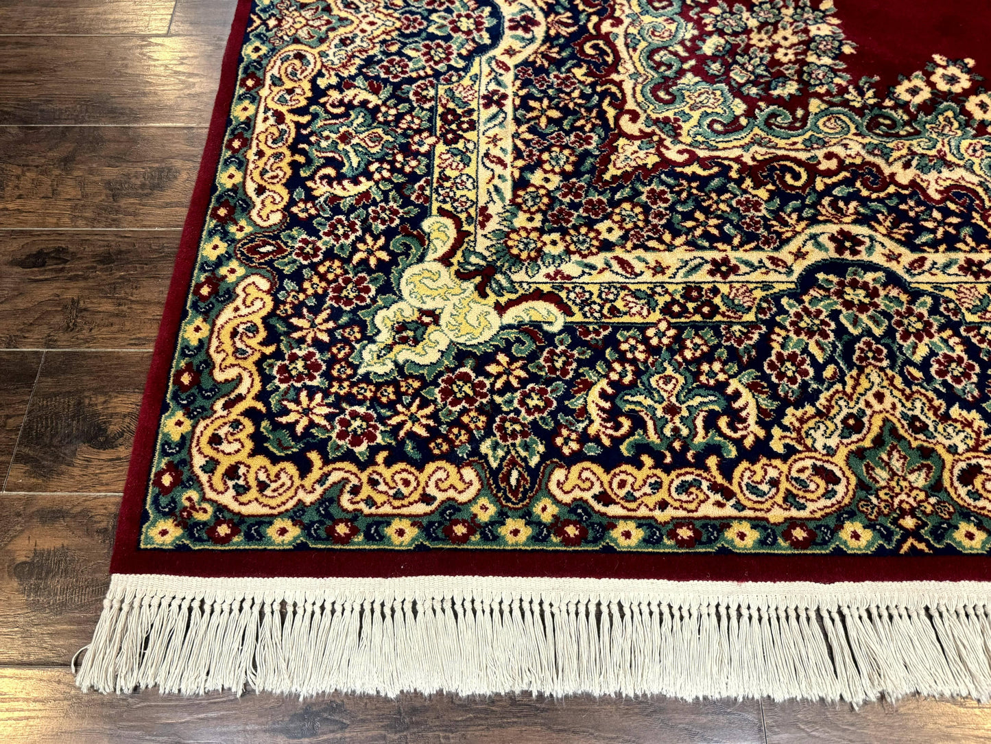 USED Power Loomed Persian Oriental Rug 9x12, Vintage Wool Pile, Kirman Design