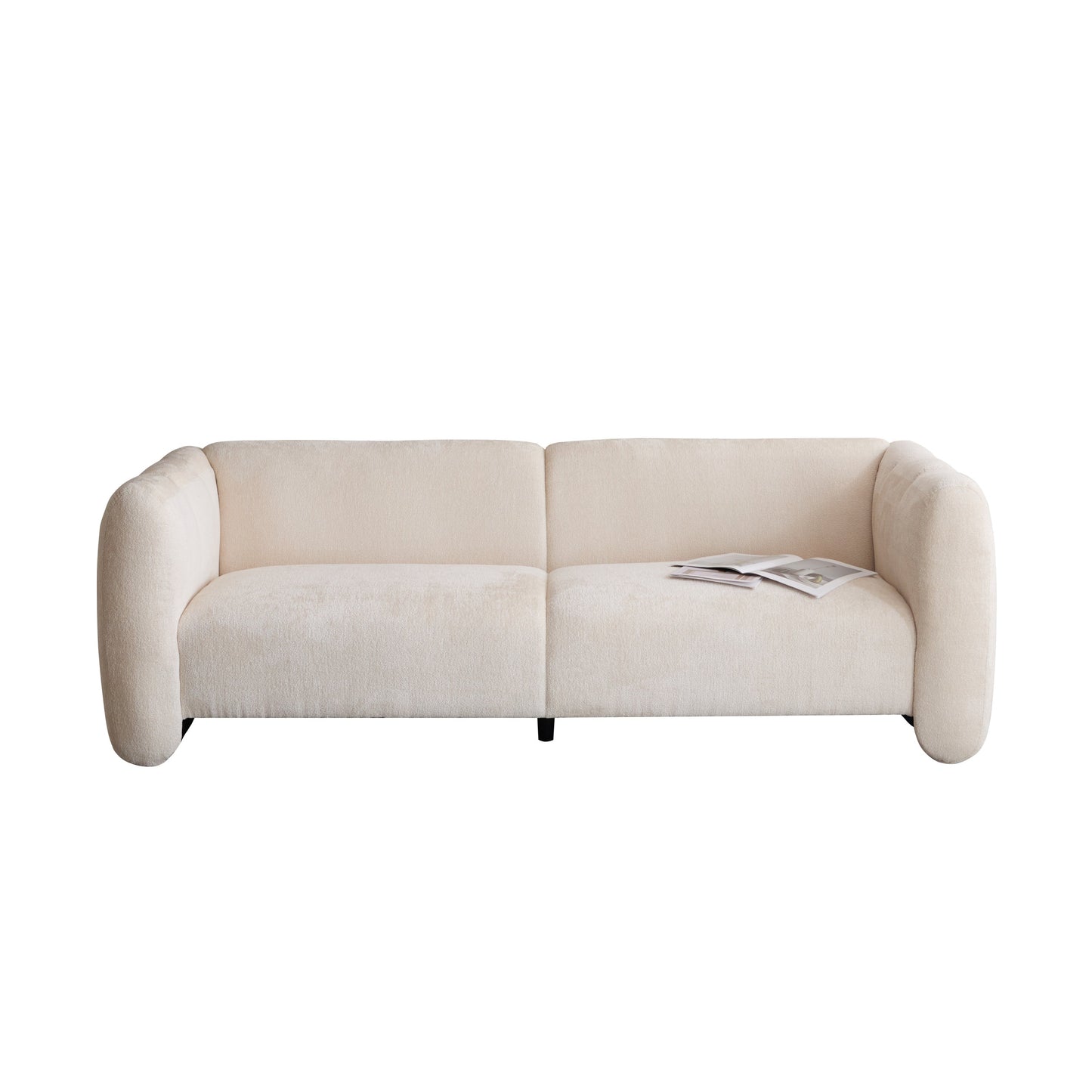 NEW Tonson Wave Design 3-Seater Sofa, Beige Fabric, 83 Inches