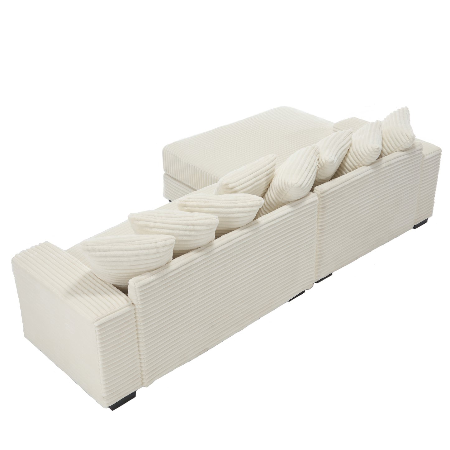 NEW Oversized Two-Piece  Couches,  L Shaped Sofa, Corduroy, Left Chaise Daybed,with Armrests,Eight Throw Pillows,Corner Sofa,Easy To Assemble, Beige