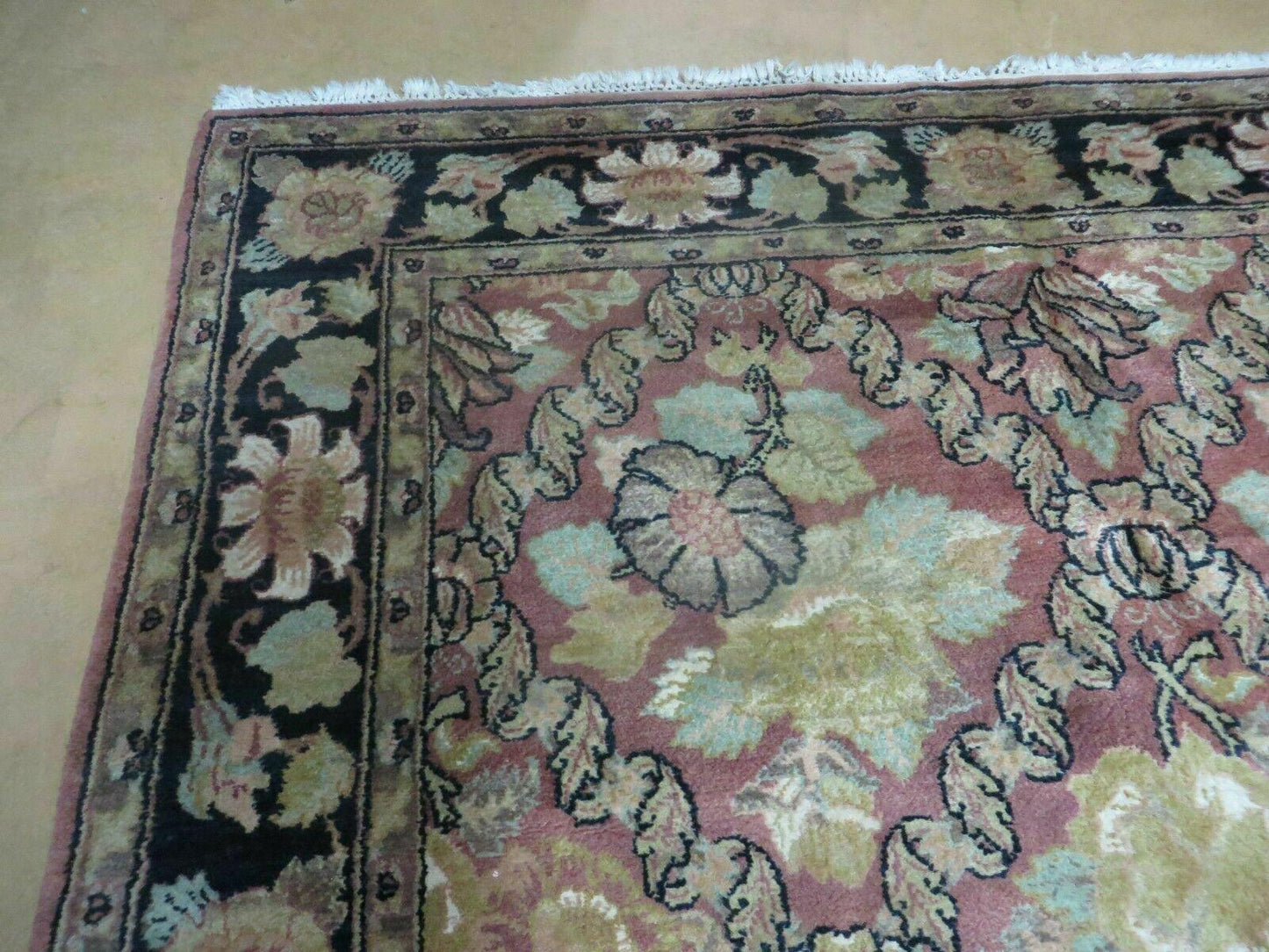 USED 6' X 9' Handmade India Floral Oriental Wool Rug Carpet
