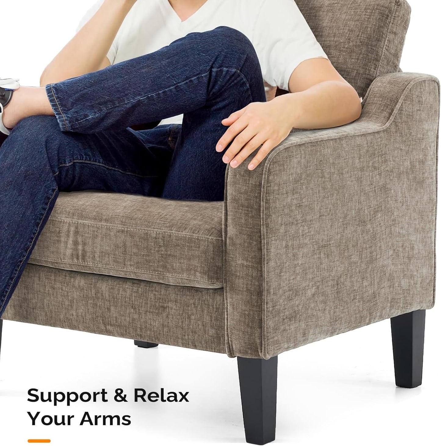 NEW Light Brown Mid Century Upholstered Accent Chairs Set