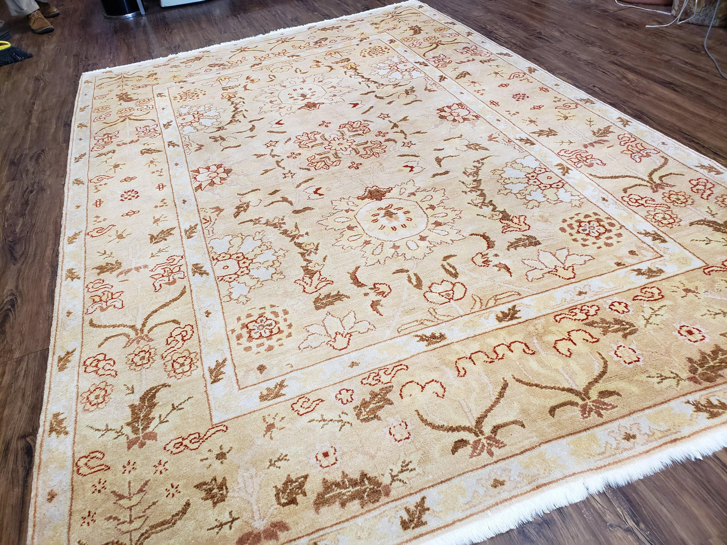 USED Vintage Turkish Oushak Area Rug 6x9, Wool Hand-Knotted