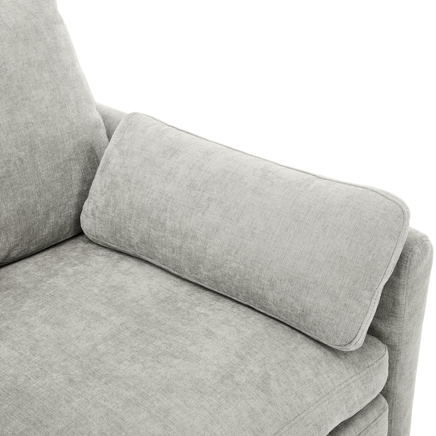 NEW Light Grey Chenille Cozy Upholstered Oversized Comfy Cloud Double Cushion Single Armchair Sofa