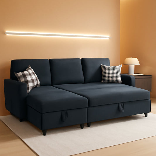 NEW Dark Gray Convertible Sectional Sofa Bed Storage Drawer