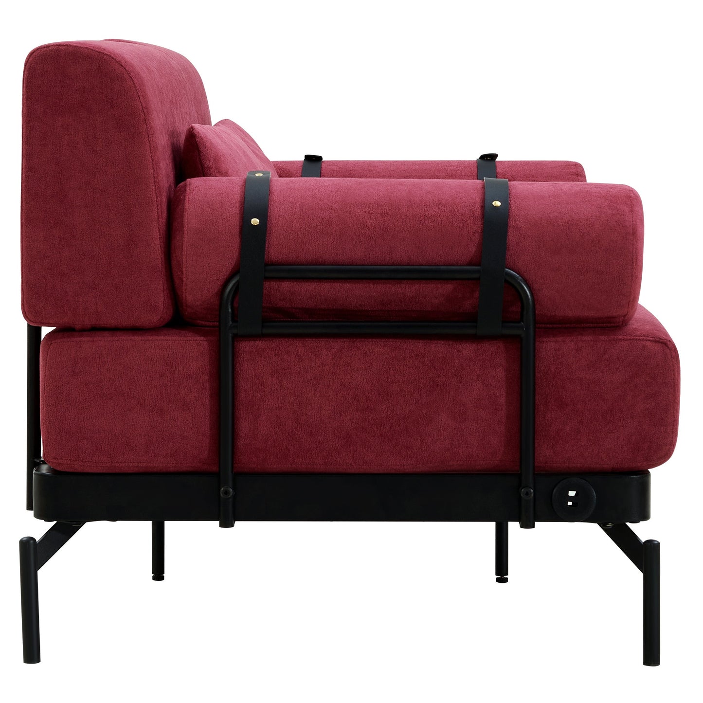 NEW Modern Red Chenille Loveseat 59' Sofa Couch 2-Seater with USB Ports Unique Cylindrical Armrests