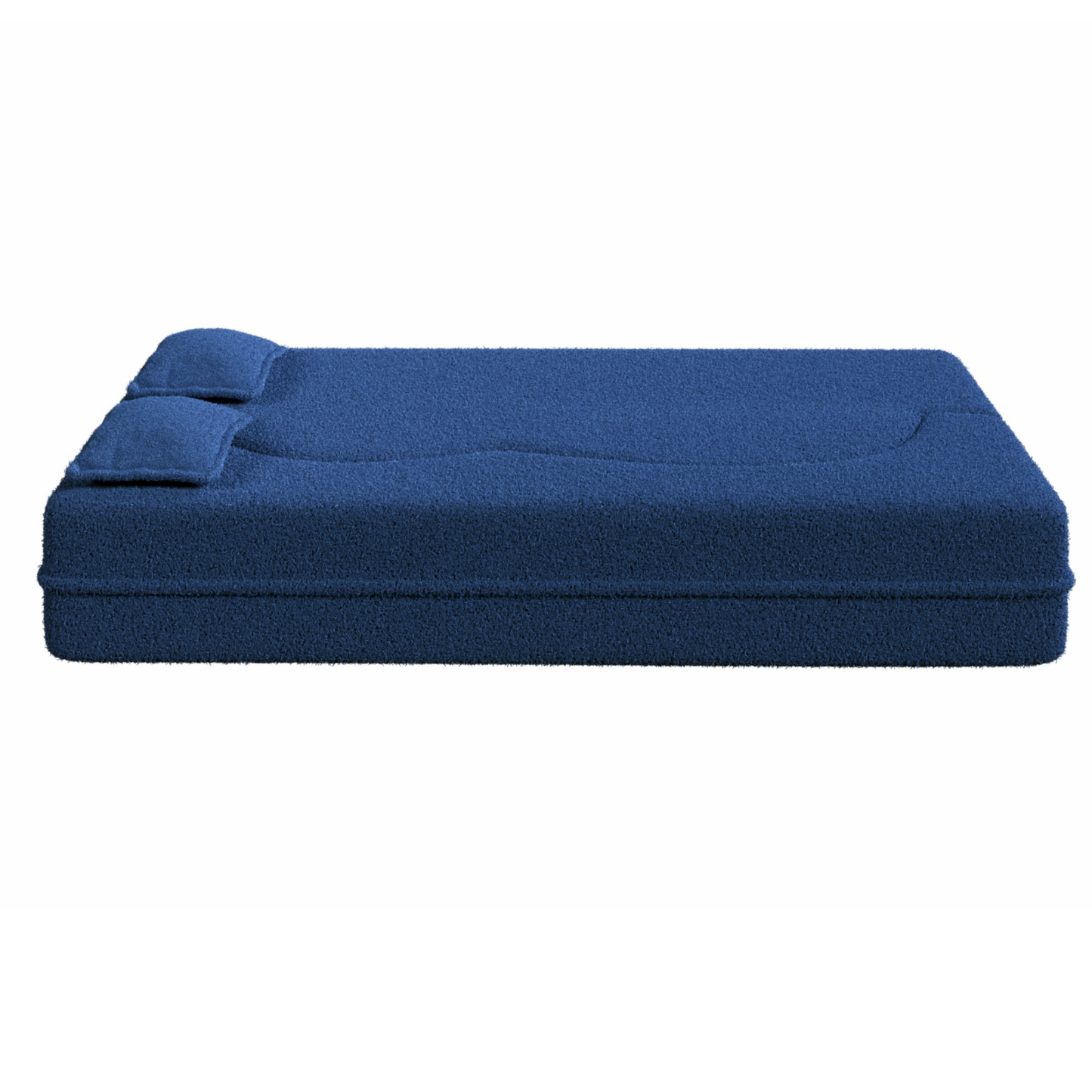 NEW Modern Blue Convertible Teddy Fabric Foam Filled Sleeper Sofa Bed 15' Full Size Folding Mattress Floor with 2 Pillows