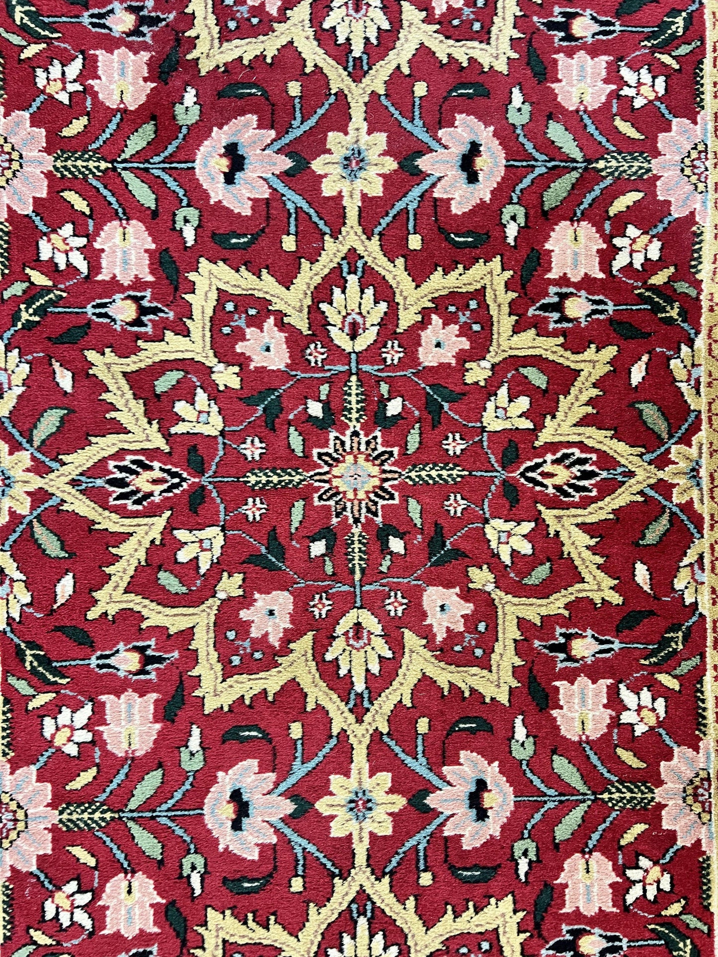 USED Indo Persian Runner Rug 2.6 x 10, Floral Hand Knotted Wool Hallway Rug, Red