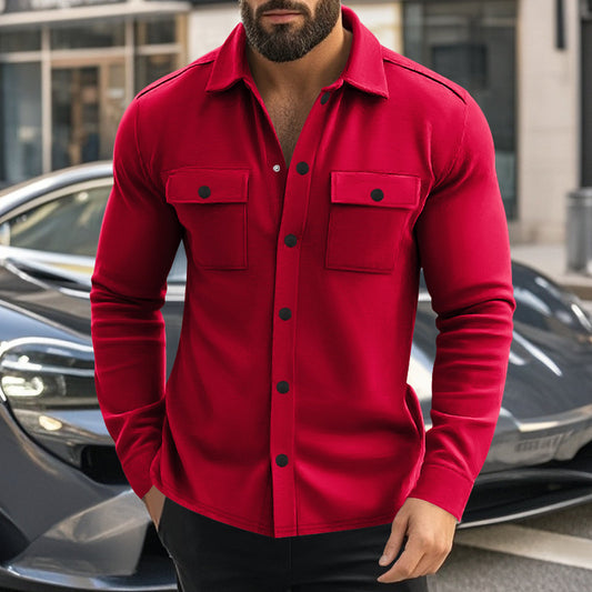 New Men's Lapel Multi-pocket Single-breasted Jacket