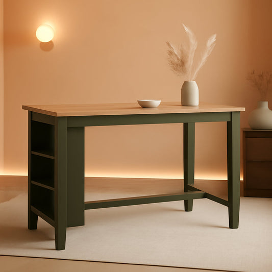 NEW Counter Height Dining Table With 3 Shelves In Brown Green