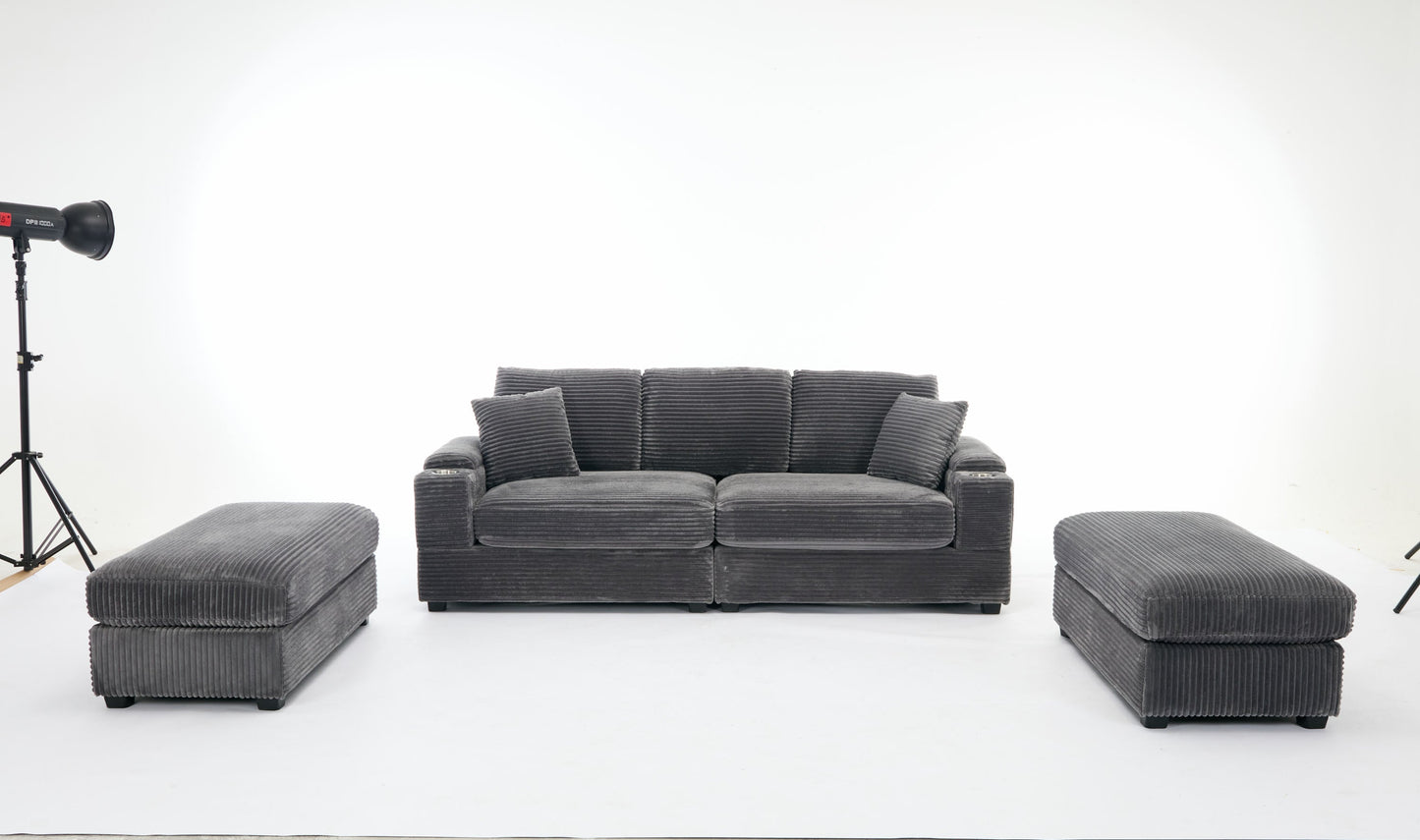 NEW Combination Modular Convertible Sectional Sofa Bed Set with Armrest Storage Stainless Steel Cup Holder USB