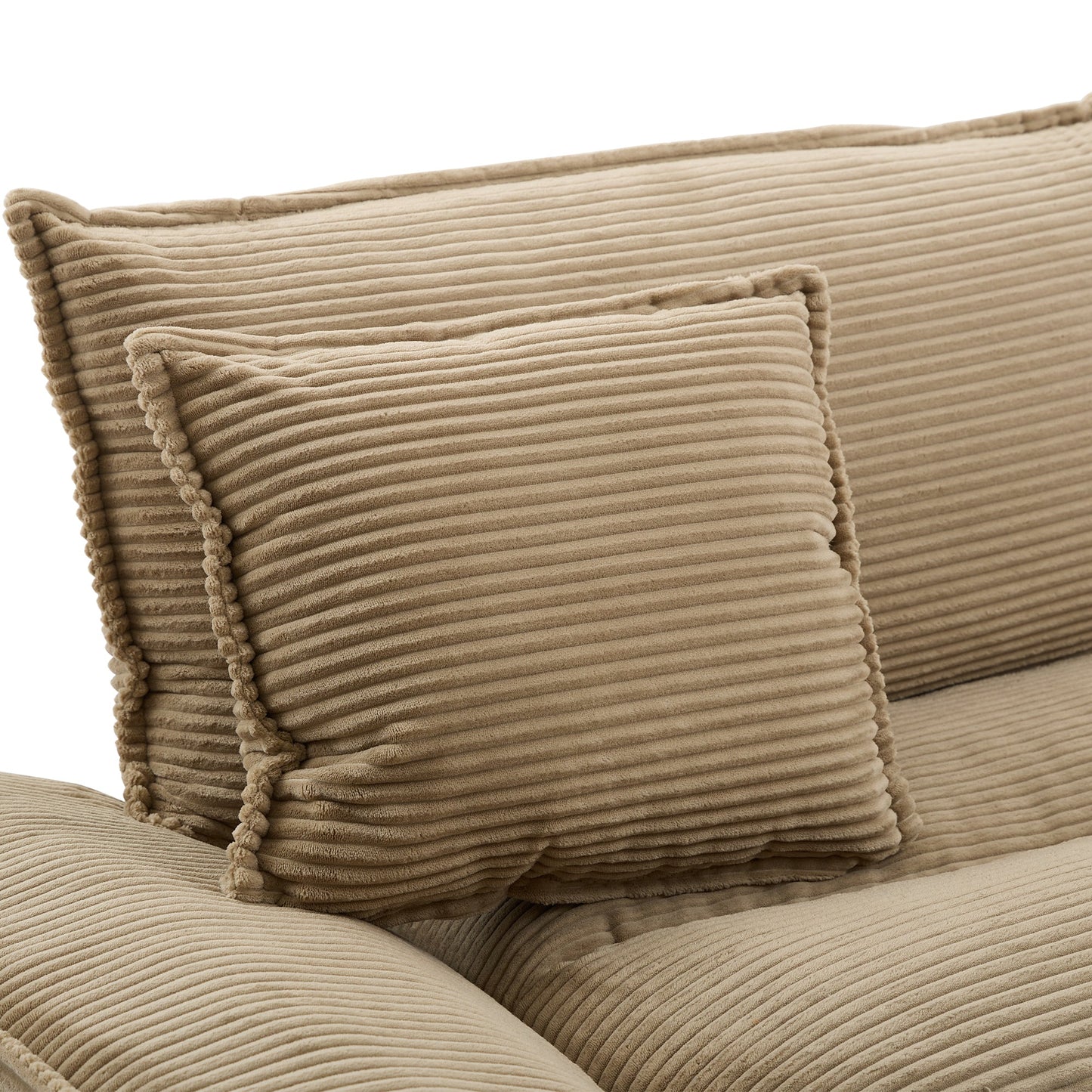 NEW Khaki Corduroy Sofa Sleeper Couch Loveseat with Pillows Comfy Upholstered Deep Seating
