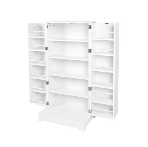NEW Kitchen Storage Cabinet with Adjustable Shelves, Racks and Doors, Freestanding Kitchen Hutch Cupboard, Buffet Sideboard for Living Room or Dining Room, White