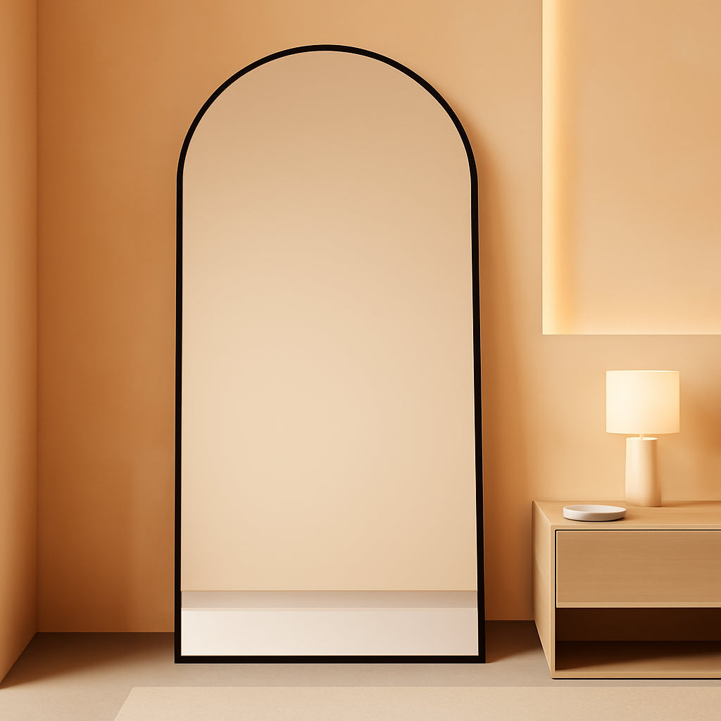 NEW 71 Inch Full Length Arched Floor Mirror Black Freestanding