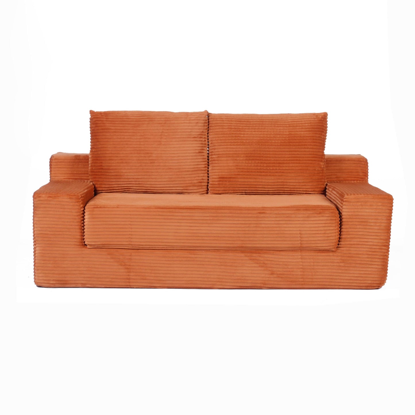 NEW Loveseat Sofa, Comfortable Deep Seat Sofa Bed, Modern Small Corduroy Couch for Living Room Bedroom,Reversible Cushion with Pillows,No Assembly Required,Orange